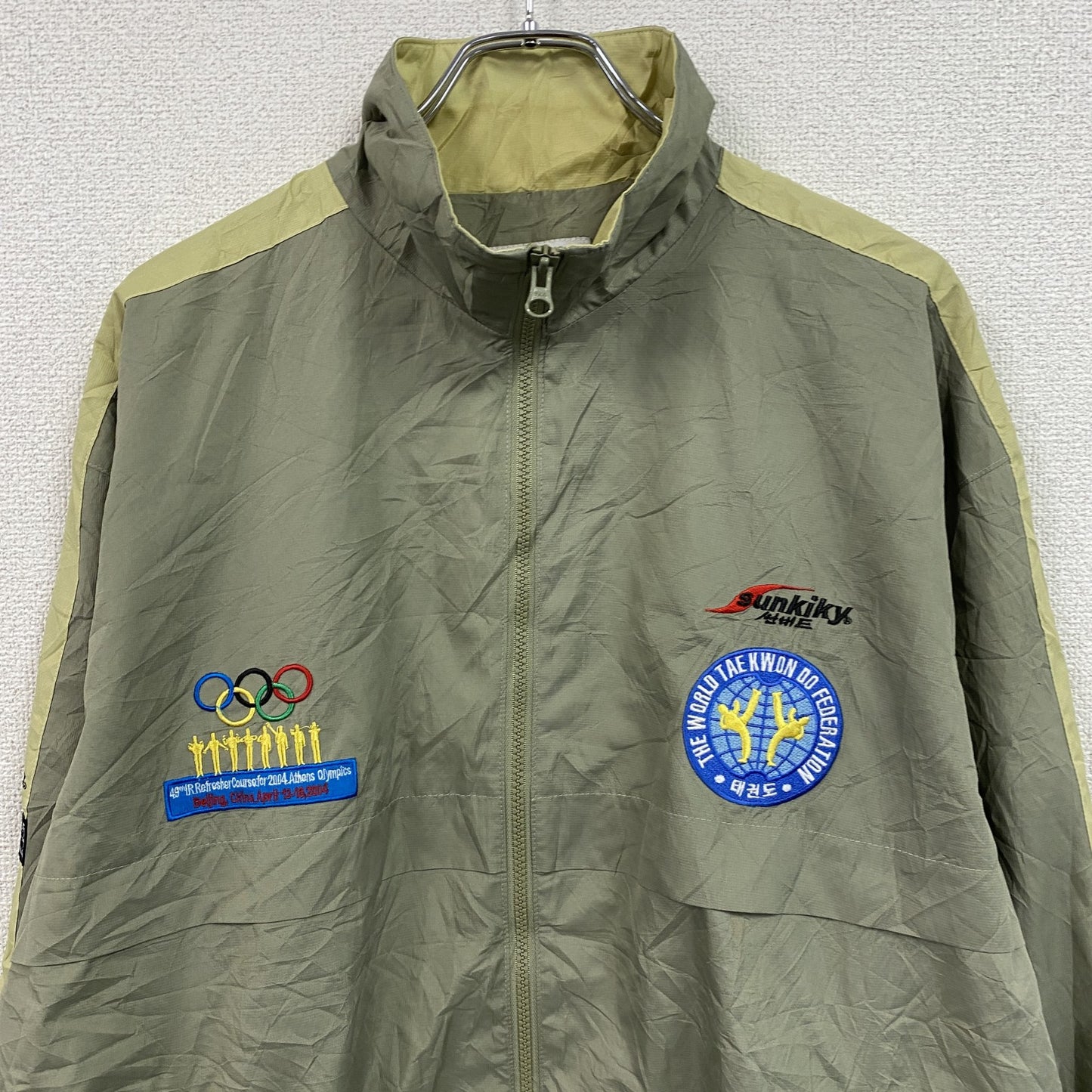 00s　sunbird　サンバード　アテネオリンピック　フルジップジャケット　刺繍ロゴ　ワッペン　カーキ　110サイズ