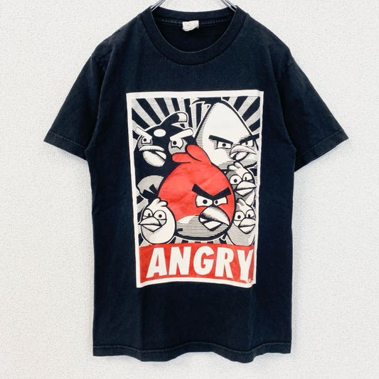 古着 used　ALSTYLE　アングリーバード　半袖ゲームキャラクタープリントTシャツ　黒　ブラック　イラストデザイン　Sサイズ