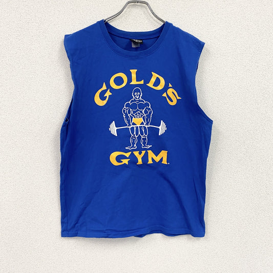 ～00s　GOLD’S GYM　ゴールドジム　タンクトップ/ノースリーブ　アドバタイジング　アーチプリント　青　ブルー　Lサイズ