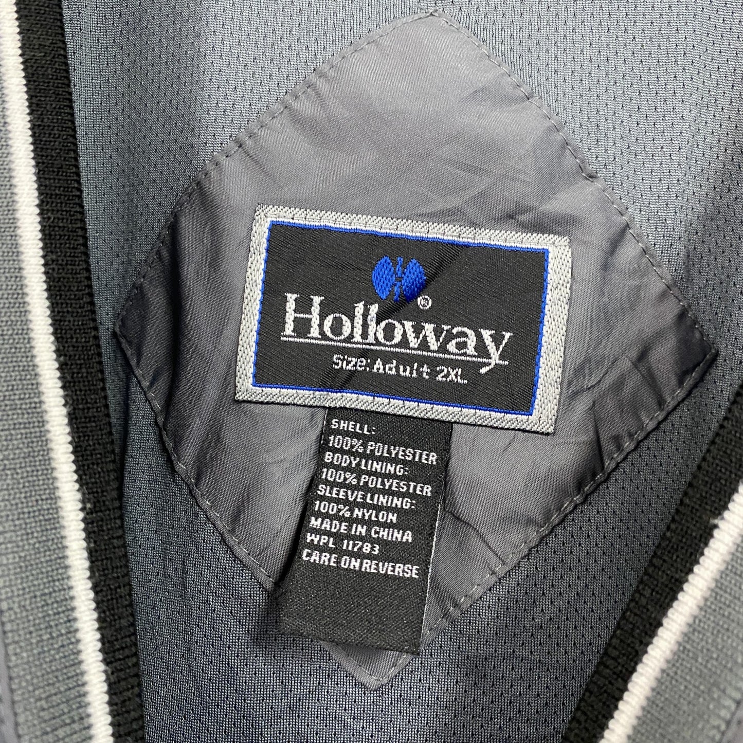 90s　Holloway　ホロウェイ　プルオーバージャケット　Vネック　ワッペン　アーチプリント　灰色　グレー　2XLサイズ