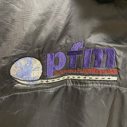 古着 used　OAKLEY　オークリー　長袖薄手ナイロンジャケット　ワンポイント刺繍　地球　pfm　ダークグレー　Lサイズ