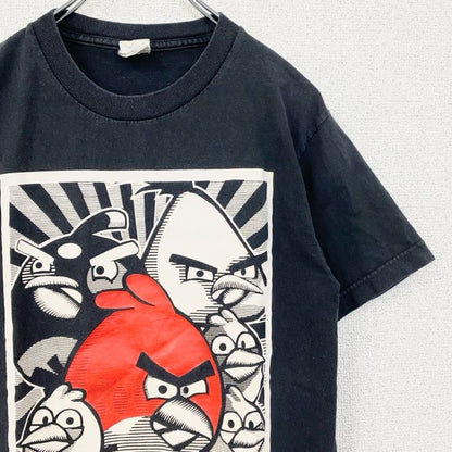 古着 used　ALSTYLE　アングリーバード　半袖ゲームキャラクタープリントTシャツ　黒　ブラック　イラストデザイン　Sサイズ