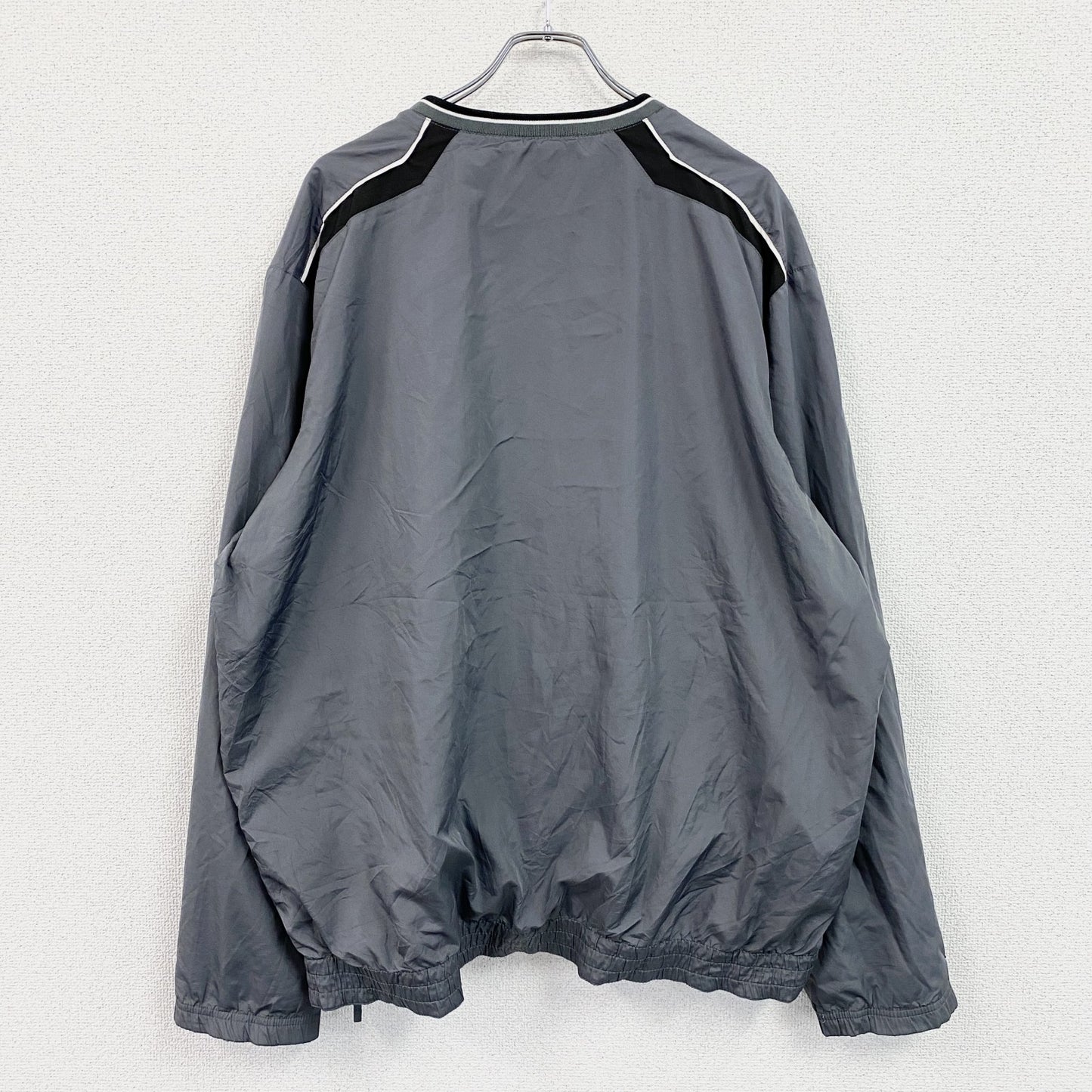 90s　Holloway　ホロウェイ　プルオーバージャケット　Vネック　ワッペン　アーチプリント　灰色　グレー　2XLサイズ
