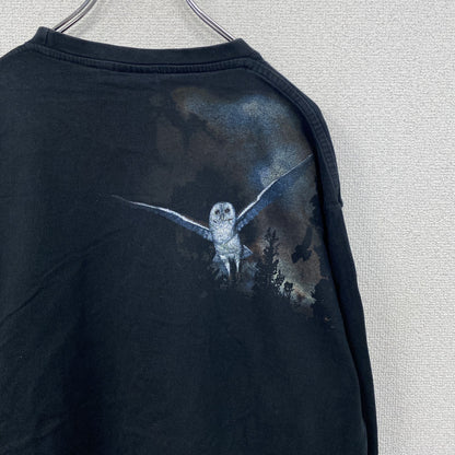BUSHFIRE　ブッシュファイヤー　長袖Tシャツ/ロンT　アニマルT　フクロウ　黒　ブラック　2XLサイズ