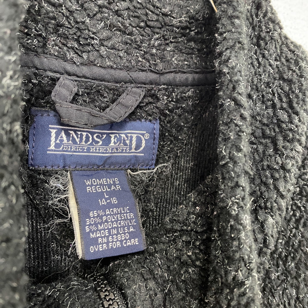 LANDS'END　ランズエンド　フルジップフリースベスト　黒　ブラック　Lサイズ