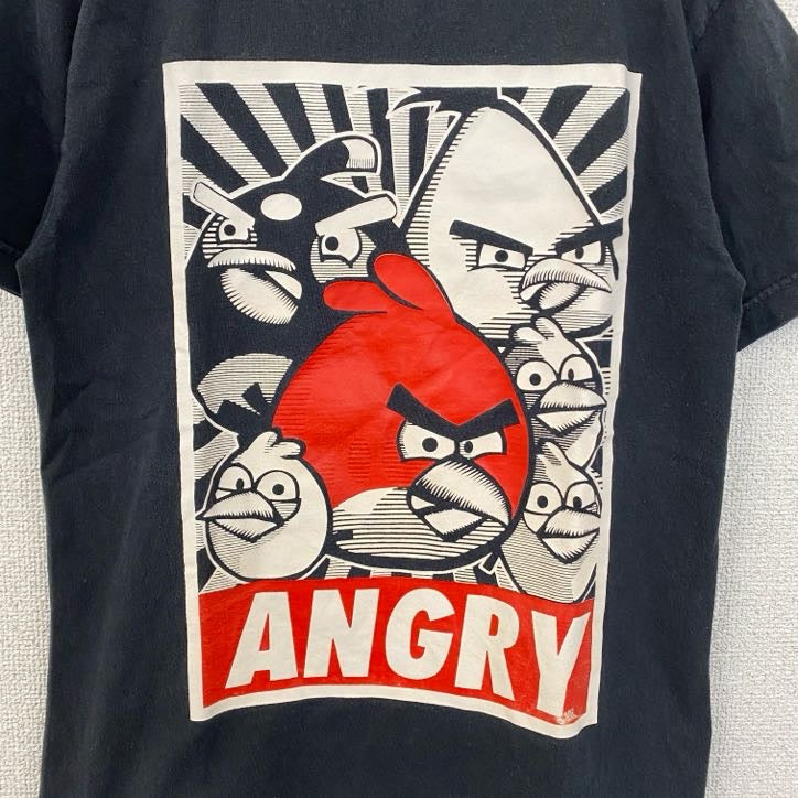 古着 used　ALSTYLE　アングリーバード　半袖ゲームキャラクタープリントTシャツ　黒　ブラック　イラストデザイン　Sサイズ