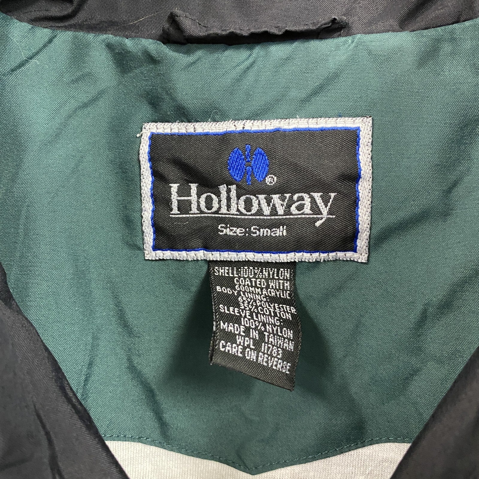 90s　Holloway　ホロウェイ　フルジップナイロンジャケット　無地　マルチカラー　グリーン　ブラック　ホワイト　Sサイズ