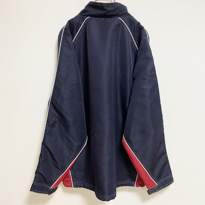 古着 used　Canada Sportswear　長袖ハイネックナイロンジャケット　ワンポイント刺繍　ネイビー　赤　XLサイズ
