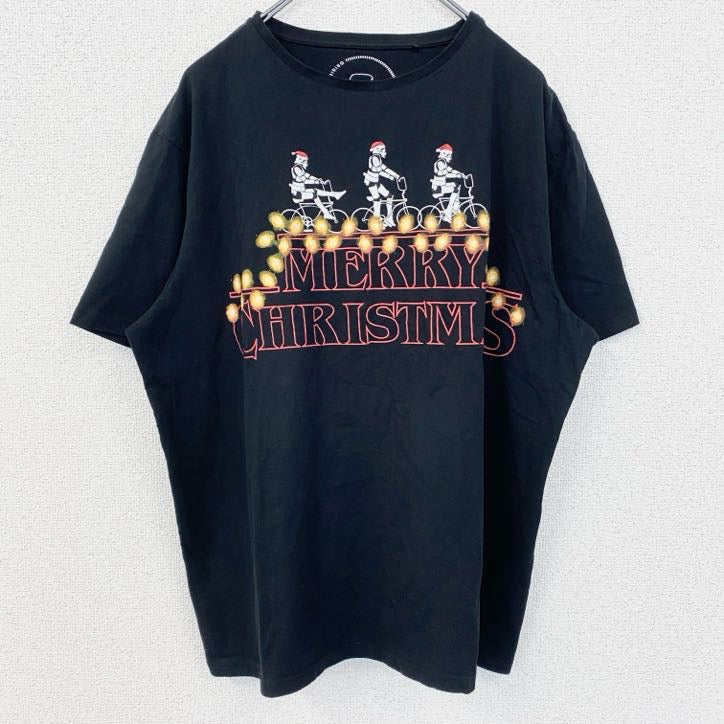 古着 used　ORIGINAL STORMTROOPER LONDON　半袖プリントTシャツ　メリークリスマス　サンタ　黒