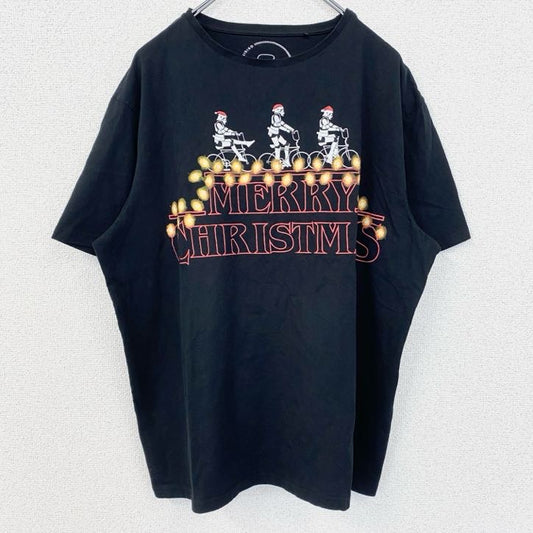 古着 used　ORIGINAL STORMTROOPER LONDON　半袖プリントTシャツ　メリークリスマス　サンタ　黒