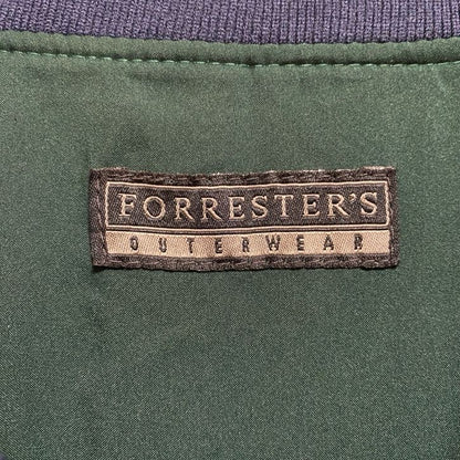 古着 used　FORRESTERS　長袖チェック柄ナイロンプルオーバー　総柄ジャケット　ワンポイント刺繍　緑　ネイビー