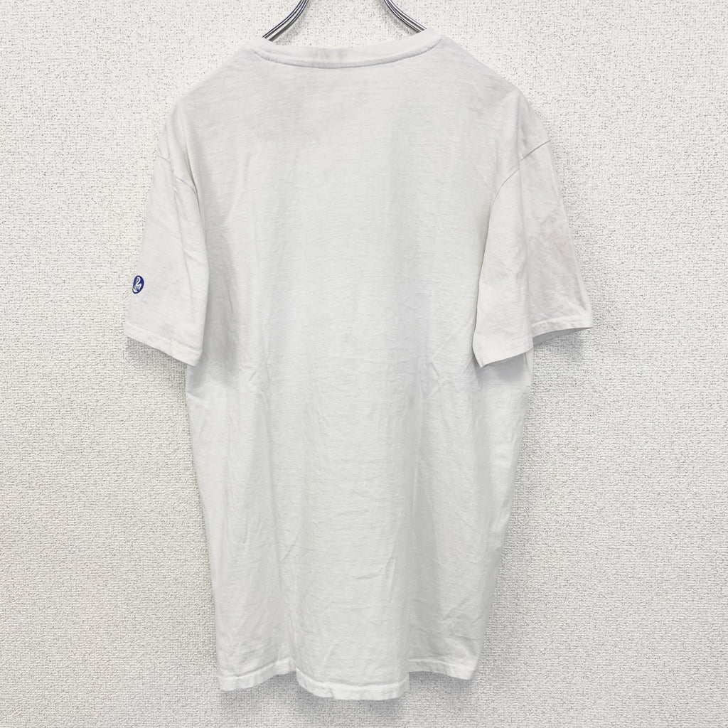 ELEVATE　半袖プリントアニマルTシャツ　ペリカン　Tuschen　ポスター　クルーネック　白　ホワイト　Lサイズ