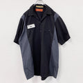 Dickies　ディッキーズ　半袖ワークシャツ　ワッペン　黒　ダークグレー　Lサイズ