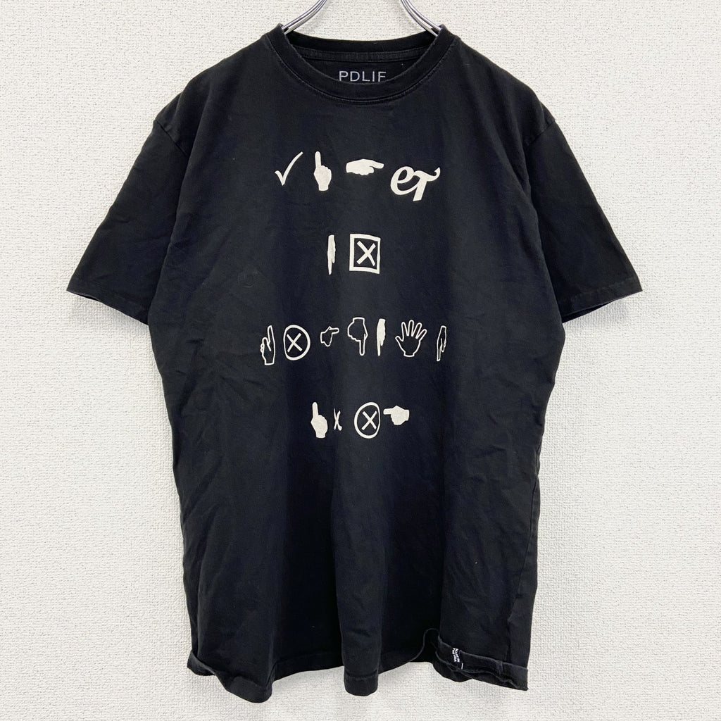 PDLIF　半袖プリントTシャツ　黒　ブラック　Lサイズ