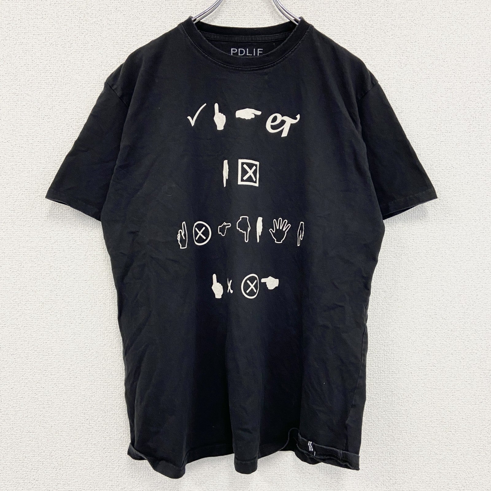 PDLIF　半袖プリントTシャツ　黒　ブラック　Lサイズ