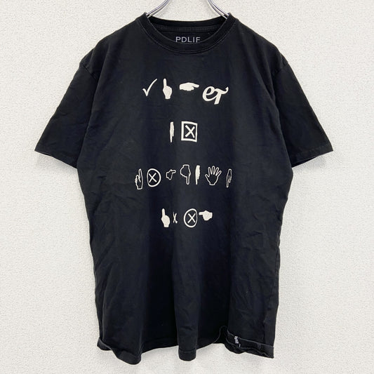 PDLIF　半袖プリントTシャツ　黒　ブラック　Lサイズ