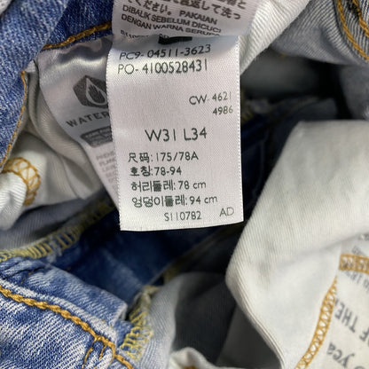 Levi’s　リーバイス　511　デニムパンツ/ジーンズ　ジップフライ　縦落ち　インディゴ　W31サイズ