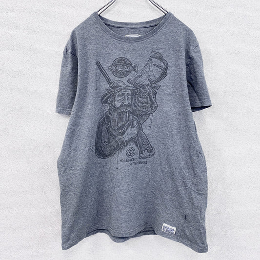 ELEMENT　エレメント　TIMBER！　ティンバー　半袖Tシャツ　コラボＴ　ユーロ　灰色　グレー　XLサイズ