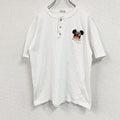 WALT DISNEY STUDIOS　Mickey　ミッキー　Disney　半袖Tシャツ　ヘンリーネック　刺繍ロゴ　白　ホワイト　Sサイズ