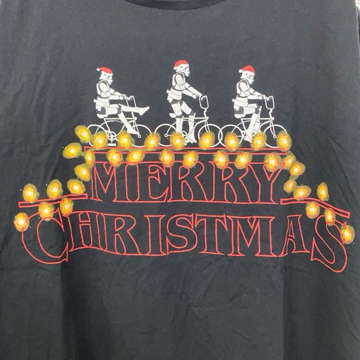 古着 used　ORIGINAL STORMTROOPER LONDON　半袖プリントTシャツ　メリークリスマス　サンタ　黒