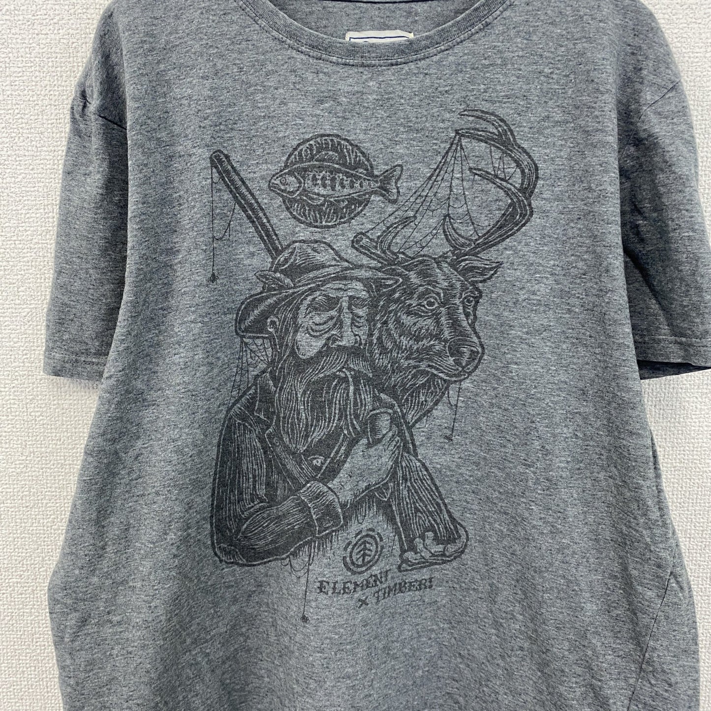 ELEMENT　エレメント　TIMBER！　ティンバー　半袖Tシャツ　コラボＴ　ユーロ　灰色　グレー　XLサイズ