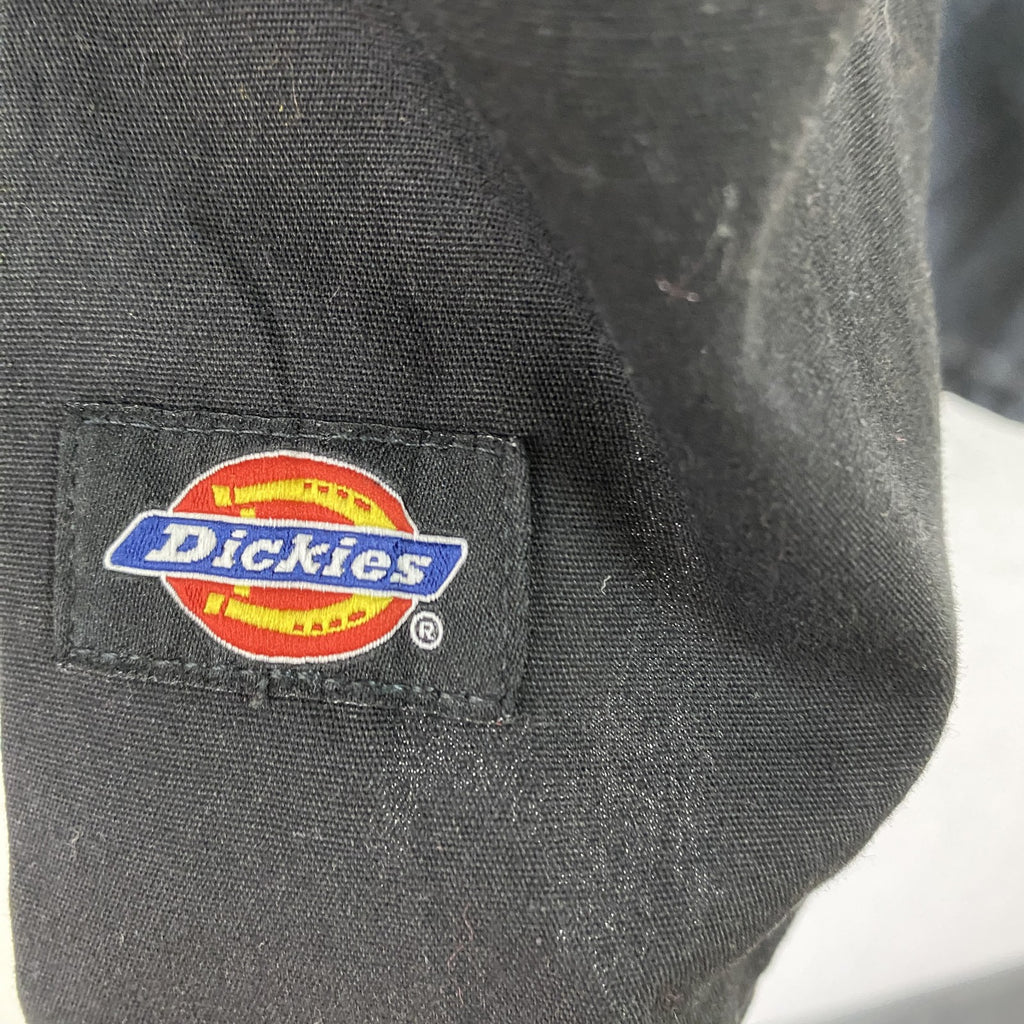 Dickies　ディッキーズ　半袖ワークシャツ　ワッペン　黒　ダークグレー　Lサイズ