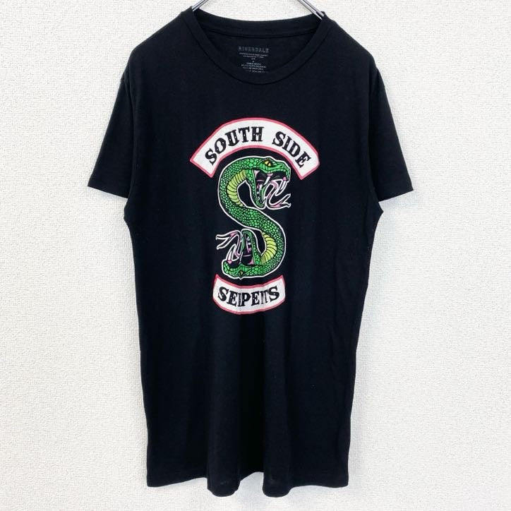 古着 used　メキシコ製　RIVERDALE　半袖プリントTシャツ　サウスサイドサーペント　蛇　黒　ブラック　Mサイズ