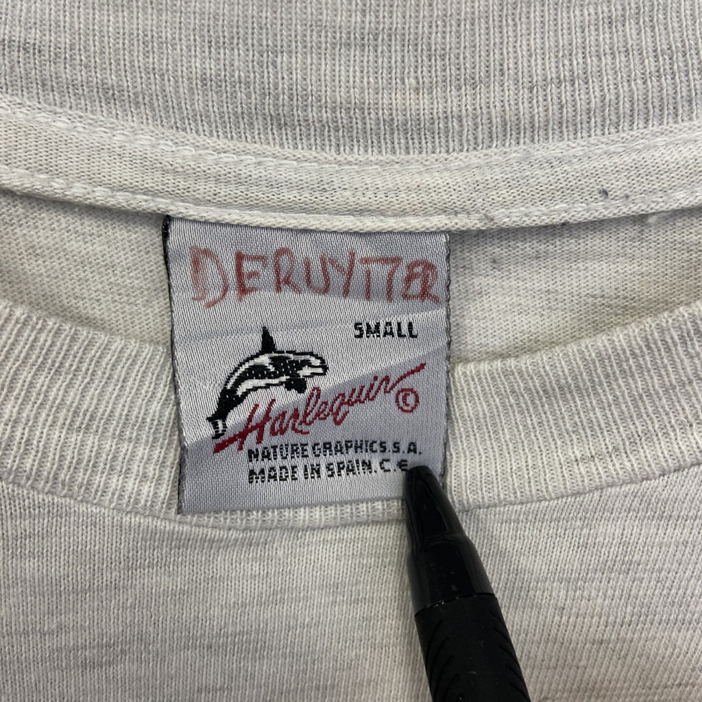 古着 used　Harlequin　半袖プリントTシャツ　燕　ツバメ　ヴィンテージ　80s　イタリア製　クルーネック　白　Lサイズ