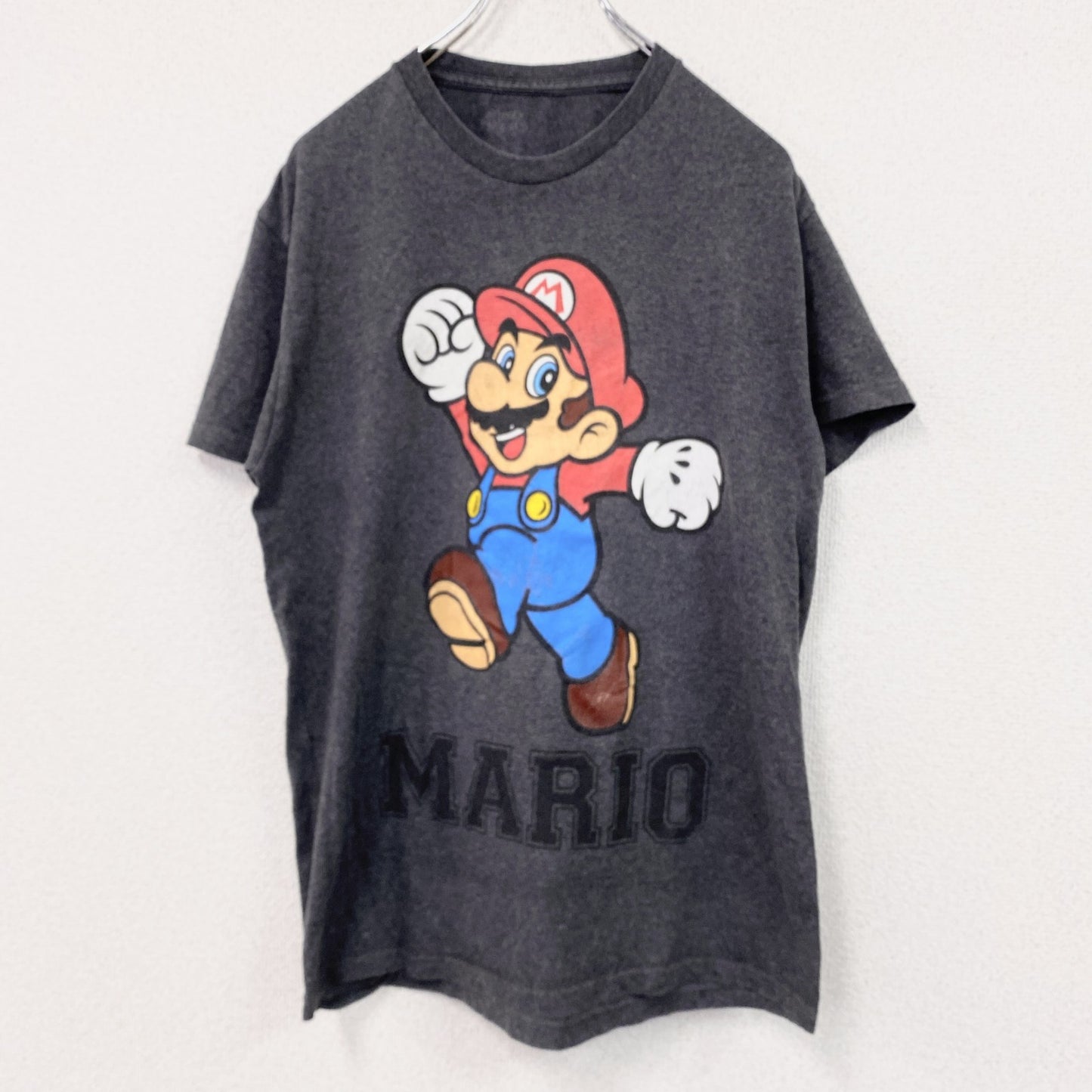 MARIO　スーパーマリオブラザーズ　マリオ　半袖プリントTシャツ　ダークグレー