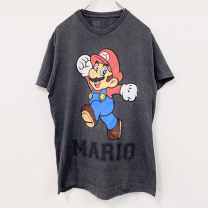 MARIO　スーパーマリオブラザーズ　マリオ　半袖プリントTシャツ　ダークグレー