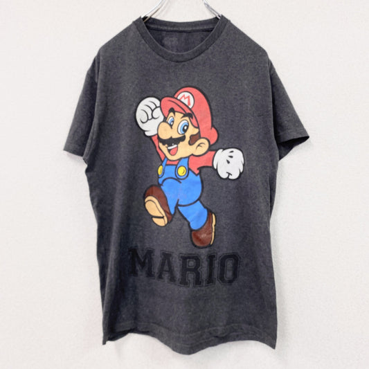 MARIO　スーパーマリオブラザーズ　マリオ　半袖プリントTシャツ　ダークグレー