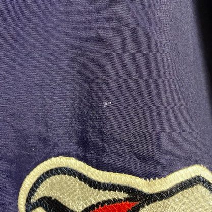 古着 used　GAME　長袖ジップアップブルゾン　ワッペン刺繍ジャンパー　ネイビー　ビッグシルエット　2XLサイズ