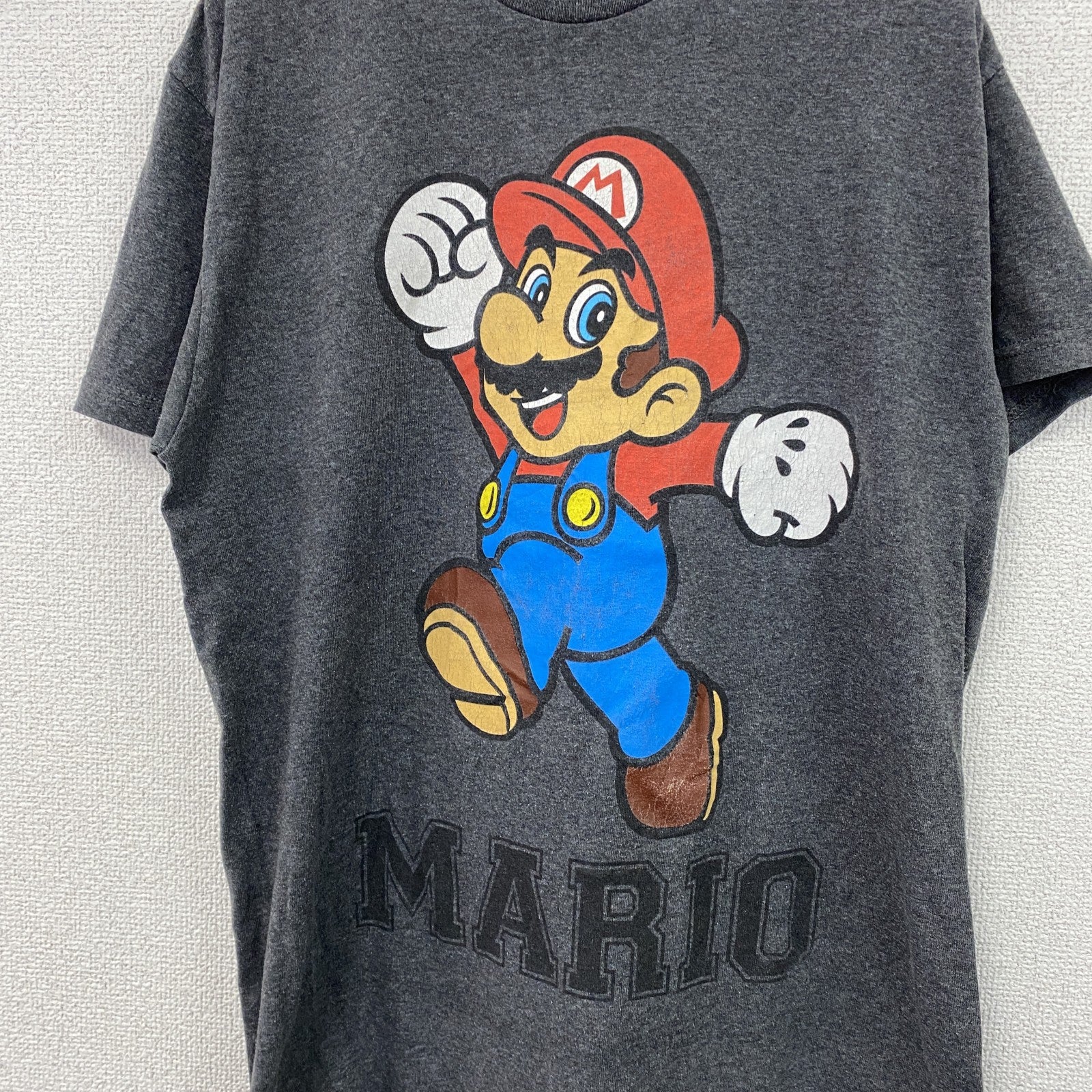 MARIO　スーパーマリオブラザーズ　マリオ　半袖プリントTシャツ　ダークグレー