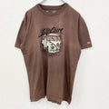 古着 used　RIP CURL　半袖プリントＴシャツ　フォルクスワーゲン　ワーゲンバス　クルーネック　レトロ　茶色　Lサイズ