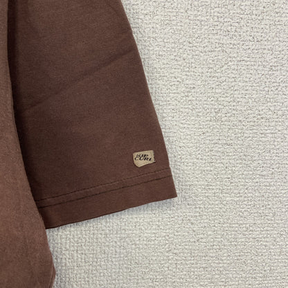古着 used　RIP CURL　半袖プリントＴシャツ　フォルクスワーゲン　ワーゲンバス　クルーネック　レトロ　茶色　Lサイズ