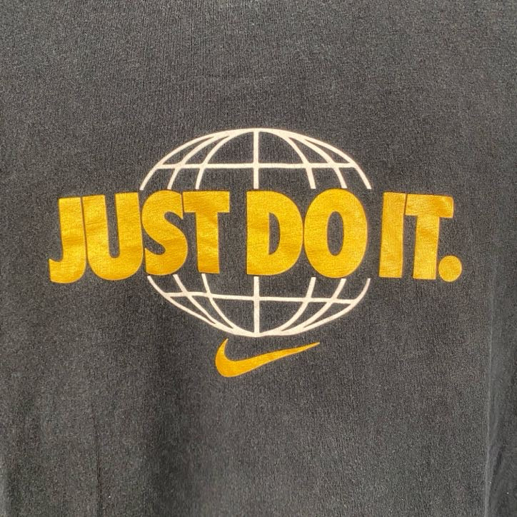 古着 used　NIKE　ナイキ　半袖英字プリントTシャツ　JUST DO IT　クルーネック　黒　ブラック　XLサイズ