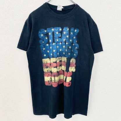 古着 used　GILDAN　ギルダン　半袖英字プリントTシャツ　STEAK WINES　アメリカ　黒　ブラック　Mサイズ
