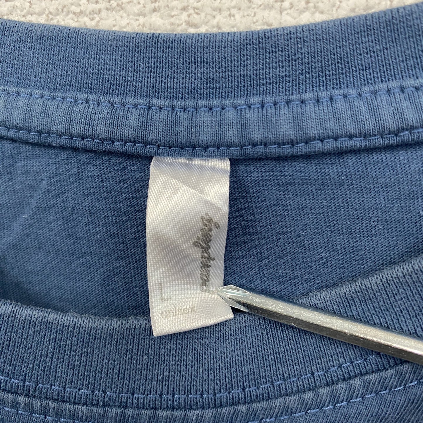 Pampling　パンプリング　半袖Tシャツ　漢字プリント　タトゥー　青　ブルー　Lサイズ