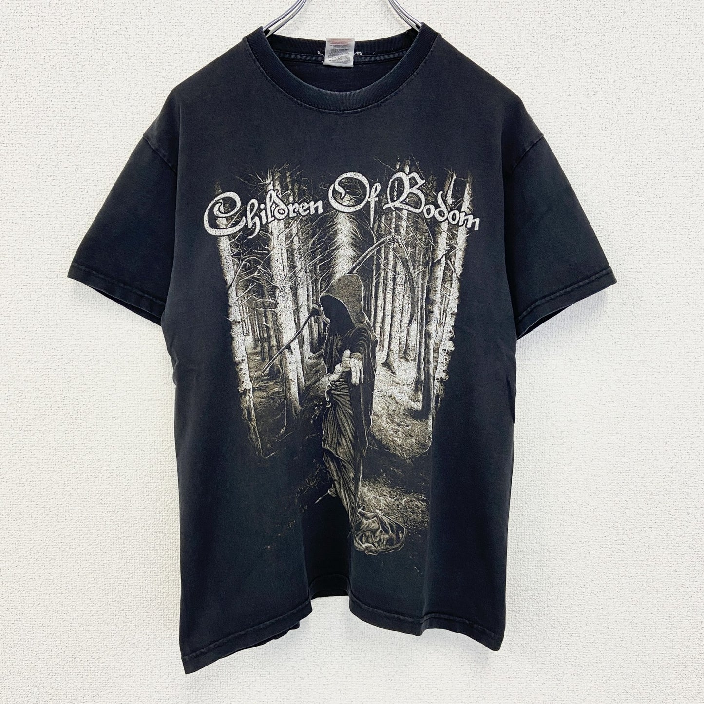 古着 used　FRUIT OF THE LOOM　半袖プリントTシャツ　カジュアル　春夏服　クルーネック　レトロ　黒　Mサイズ