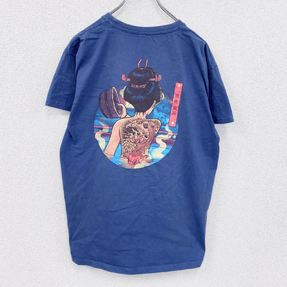 Pampling　パンプリング　半袖Tシャツ　漢字プリント　タトゥー　青　ブルー　Lサイズ