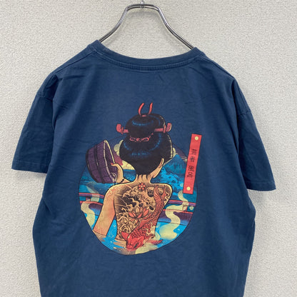 Pampling　パンプリング　半袖Tシャツ　漢字プリント　タトゥー　青　ブルー　Lサイズ