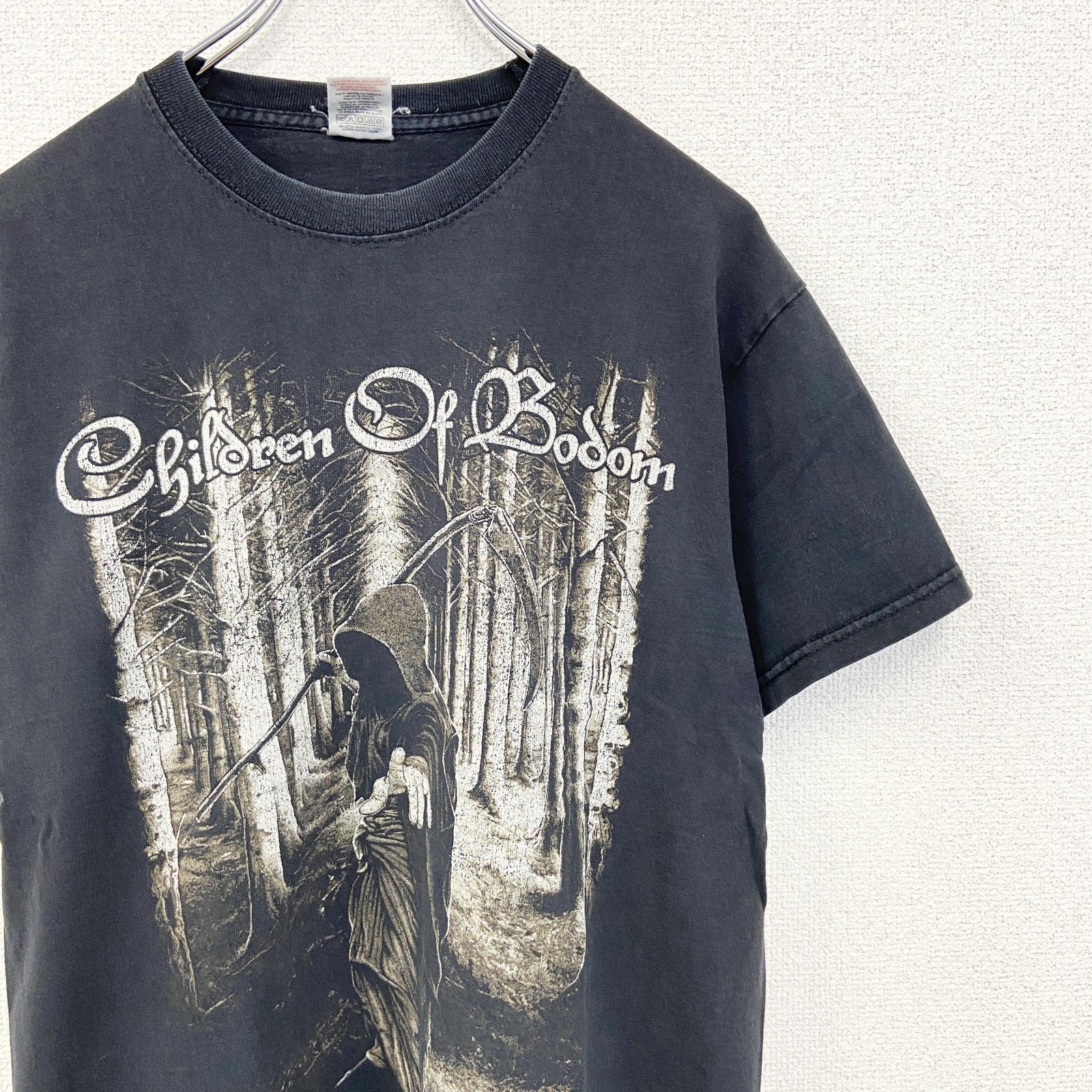 古着 used　FRUIT OF THE LOOM　半袖プリントTシャツ　カジュアル　春夏服　クルーネック　レトロ　黒　Mサイズ