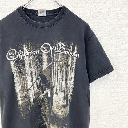 古着 used　FRUIT OF THE LOOM　半袖プリントTシャツ　カジュアル　春夏服　クルーネック　レトロ　黒　Mサイズ