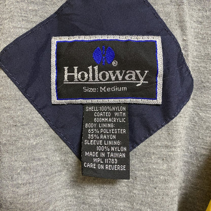 古着 used　Holloway　長袖ハイネックナイロンジャケット　ワンポイント刺繍　サッカー　黄色　ネイビー　Mサイズ