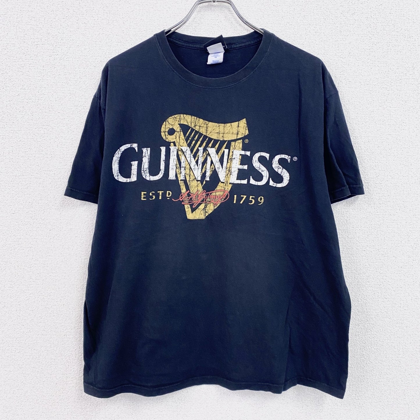 GUINNESS　ギネス　半袖プリントTシャツ　企業ロゴ　黑　ブラック　XLサイズ
