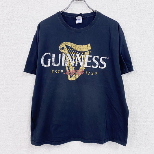 GUINNESS　ギネス　半袖プリントTシャツ　企業ロゴ　黑　ブラック　XLサイズ