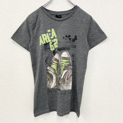 古着 used　chapter Young　半袖プリントTシャツ　AREA62　スニーカー　クルーネック　レトロ　グレー　Mサイズ