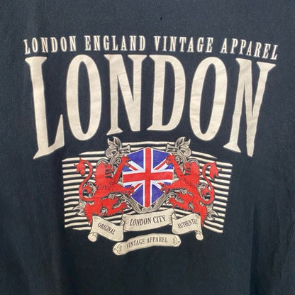 古着 used　半袖プリントTシャツ　LONDON　ロンドン　イギリス国旗　黒　ブラック　ヴィンテージ　レトロデザイン