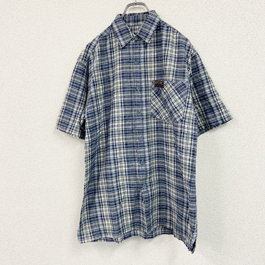RIP CURL　リップカール　半袖シャツ　総柄　チェック柄　青　ブルー　Pサイズ