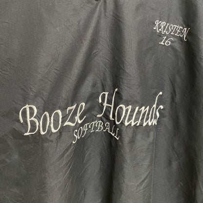 古着 used　WP　長袖Vネックナイロンプルオーバー　ロゴ刺繍　Booze Hounds　ソフトボール　黒　ブラック　Lサイズ